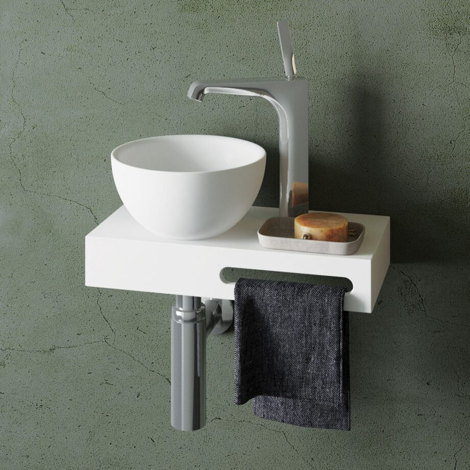 Väike valamu tööpinnale PAA DO 22, Ø22 cm, Silkstone 4 Litet ovanpåliggande handfat PAA DO 22, Ø22 cm, Silkstone – 4