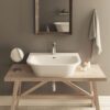 Seinavalamu PAA VARIO 59,5×47 cm, kivimass 2 Vägghängt handfat PAA VARIO 59,5x47 cm, gjutmarmor – 2