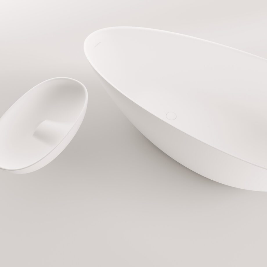 Eraldiseisev kivivann PAA BELLA OVO 170×80 cm, läikiv kivimass 4 Fristående badkar PAA BELLA OVO 170x80 cm, svart Graphite – 3
