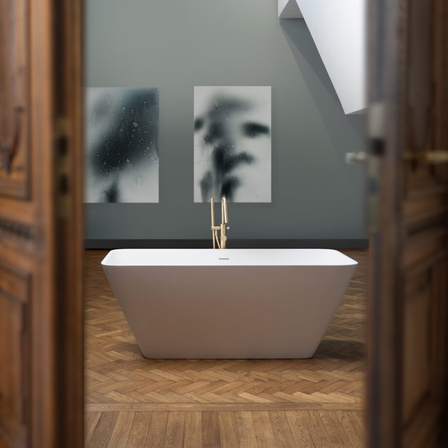Eraldiseisev kivivann PAA QUADRO 159×70 cm, läikiv kivimass 3 Fristående badkar PAA QUADRO 159x70 cm, svart Graphite – 3