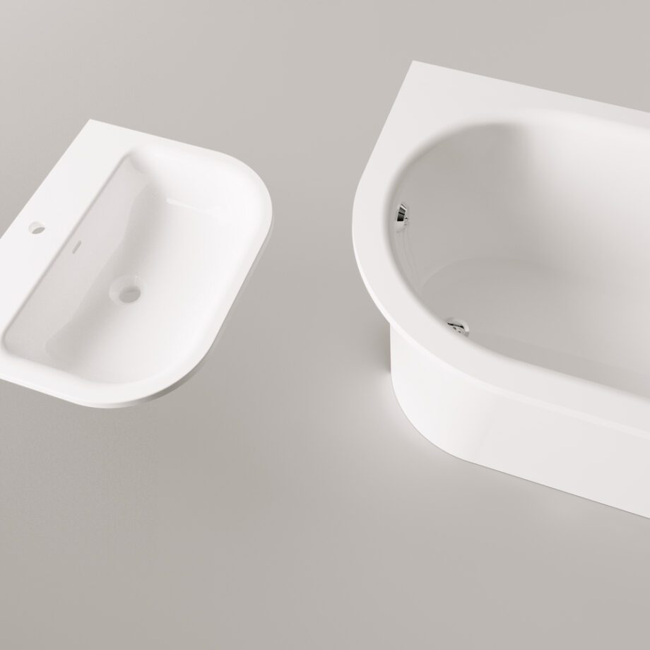 Sisseehitatav kivivann PAA VARIO M BC 156×75 cm, ümarad nurgad B ja C, läikiv kivimass 4 Inbyggnadsbadkar PAA VARIO M BC 156x75 cm, gjutmarmor – 4
