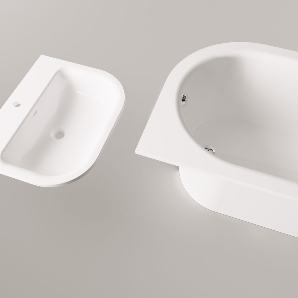 Inbyggnadsbadkar PAA VARIO L D 168x75 cm, gjutmarmor – 4