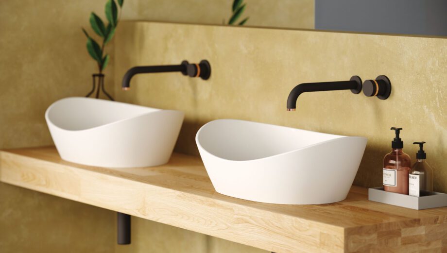Valamu tööpinnale PAA AMORE 60×37 cm, kivimass 2 Ovanpåliggande handfat PAA AMORE 60x37 cm, gjutmarmor – 2