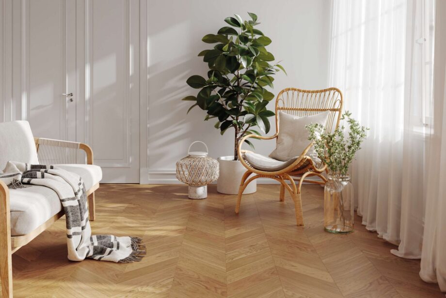 Chevronparkett ek Esta AB extra mattlackad – i interiör Chevronparkett ek Esta AB extra mattlackad – 3
