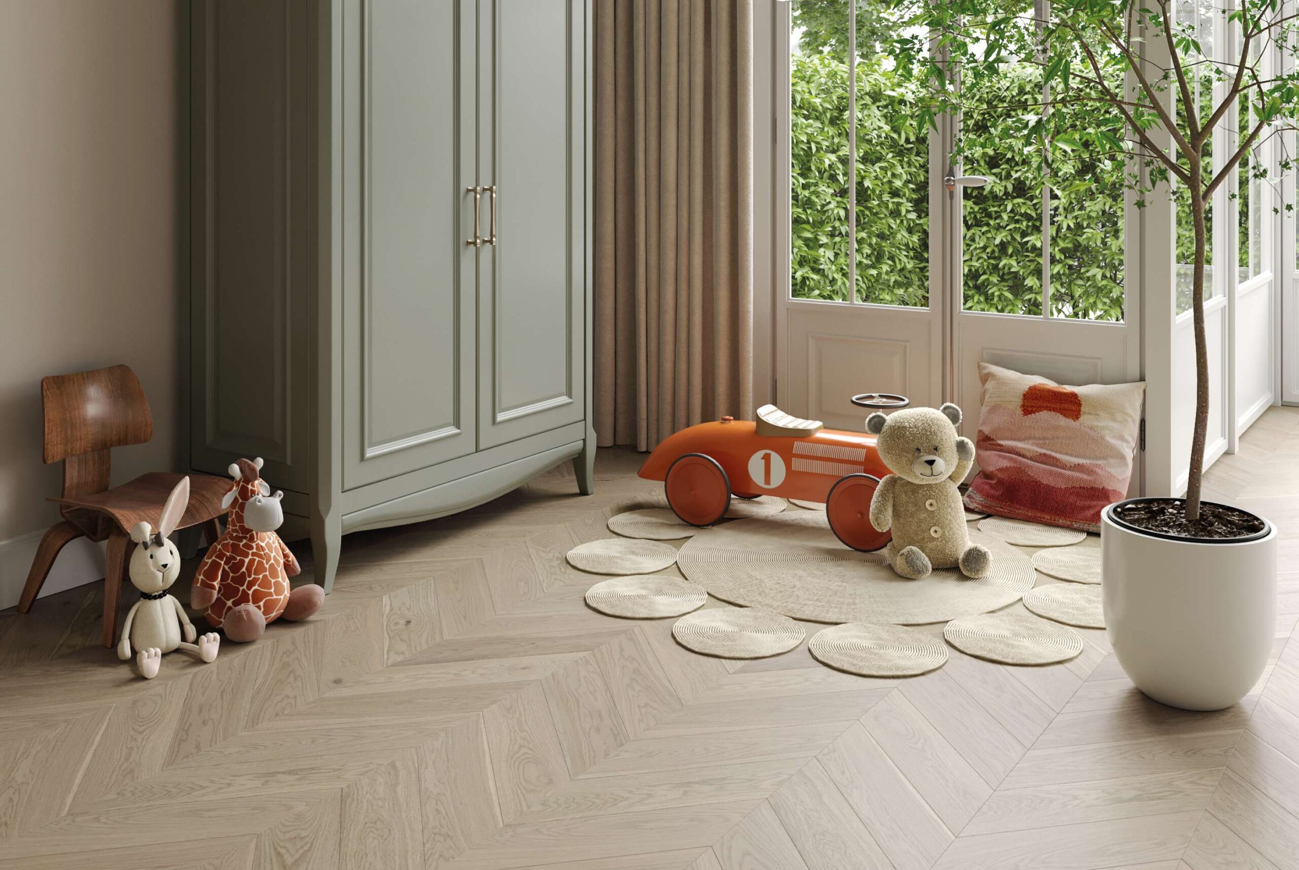 Chevronparkett ek Esta Nordic S Sandstone extra mattlackad – 3