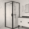 Duschhörna Hietakari Bläk 755 New York, svart ram, räfflat glas (Reeded)
