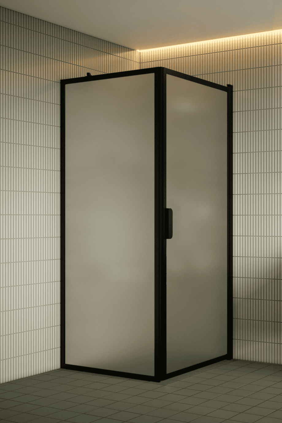 Duschhörna Hietakari Bläk 755 New York, svart ram, satinerat glas