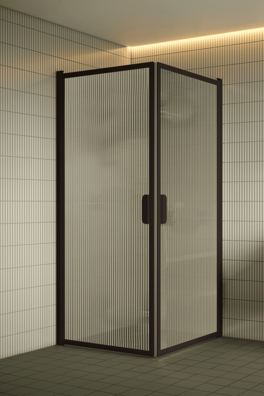 Duschhörna Hietakari Bläk 757 New York, Cocoa-ram, räfflat glas (Reeded) Duschhörna Hietakari Bläk 757 New York, Cocoa-ram, räfflat glas (Reeded)