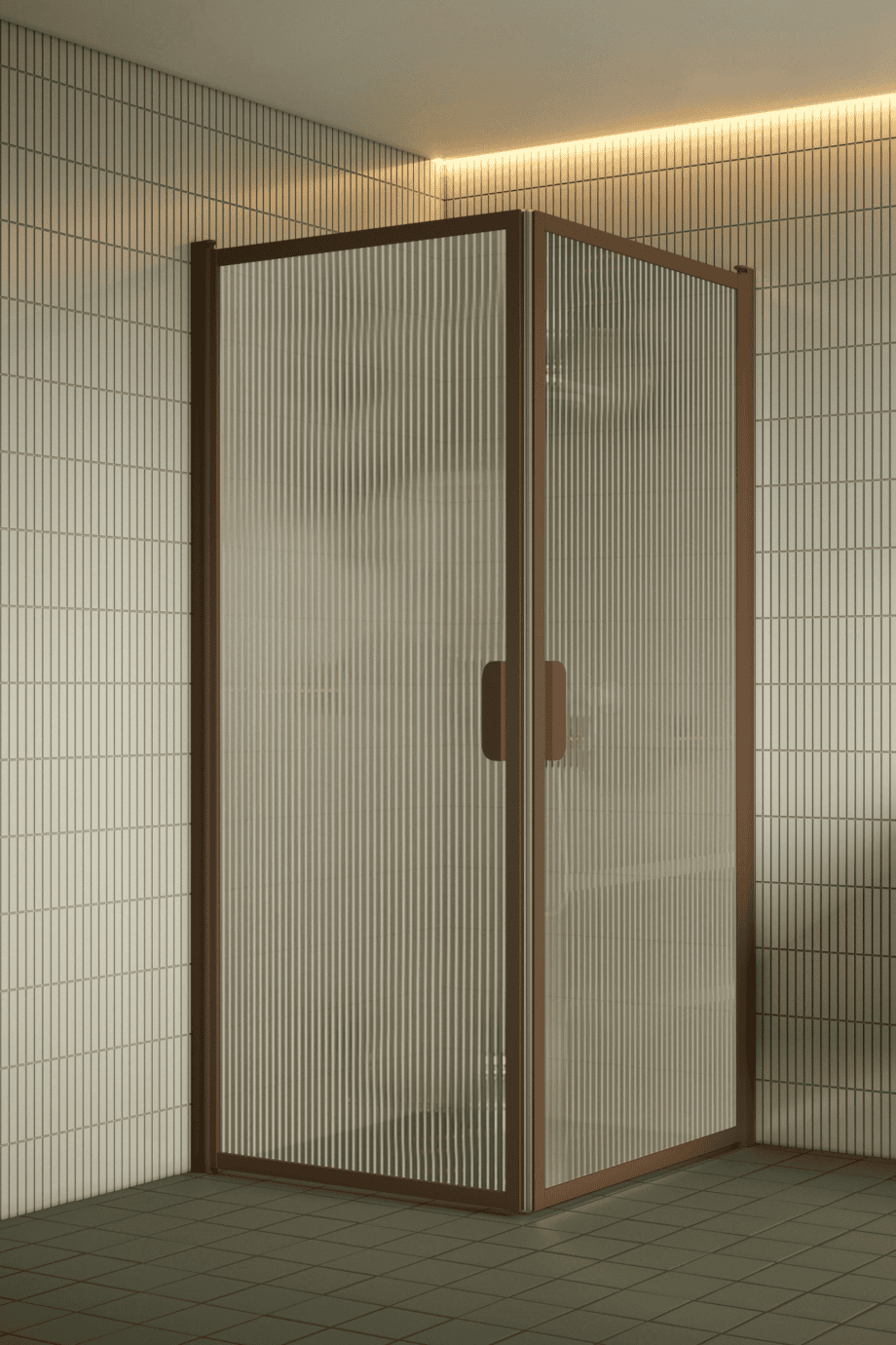 Duschhörna Hietakari Bläk 757 New York, Mocha-ram, räfflat glas (Reeded) Duschhörna Hietakari Bläk 757 New York, Mocha-ram, räfflat glas (Reeded)