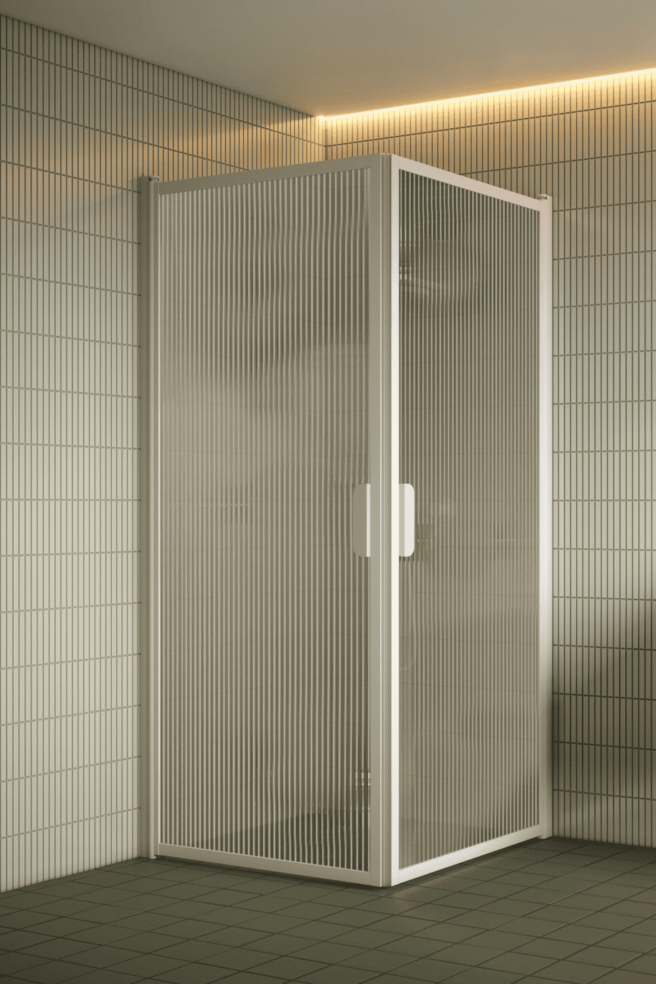 Duschhörna Hietakari Bläk 757 New York, vit ram, räfflat glas (Reeded) Duschhörna Hietakari Bläk 757 New York, vit ram, räfflat glas (Reeded)
