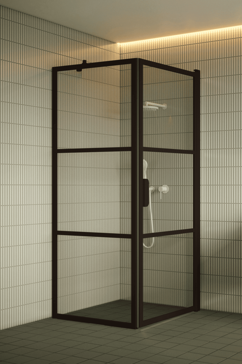 Duschhörna Hietakari Bläk 760 Tokyo, Cocoa-ram, klart glas