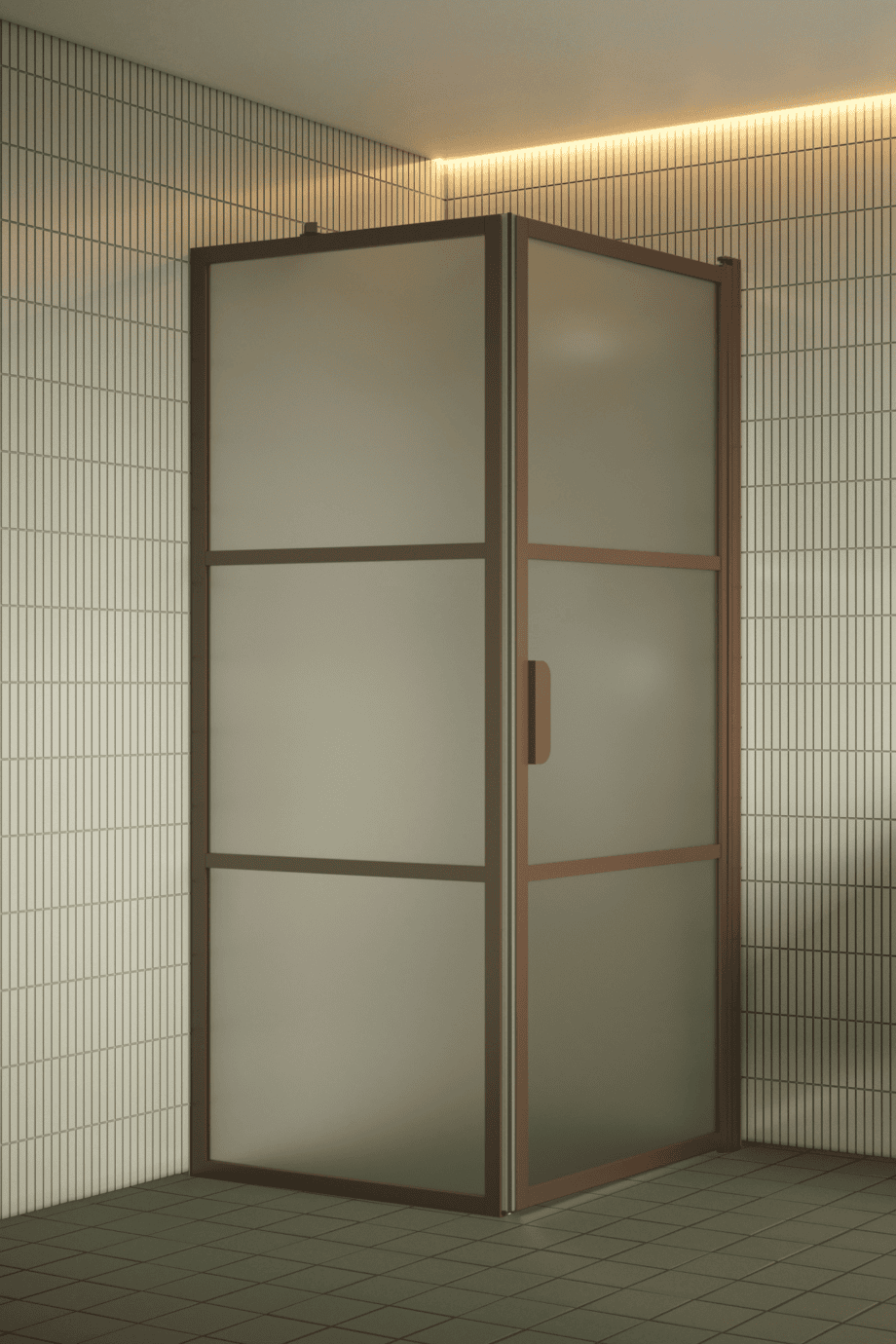 Duschhörna Hietakari Bläk 760 Tokyo, Mocha-ram, satinerat glas