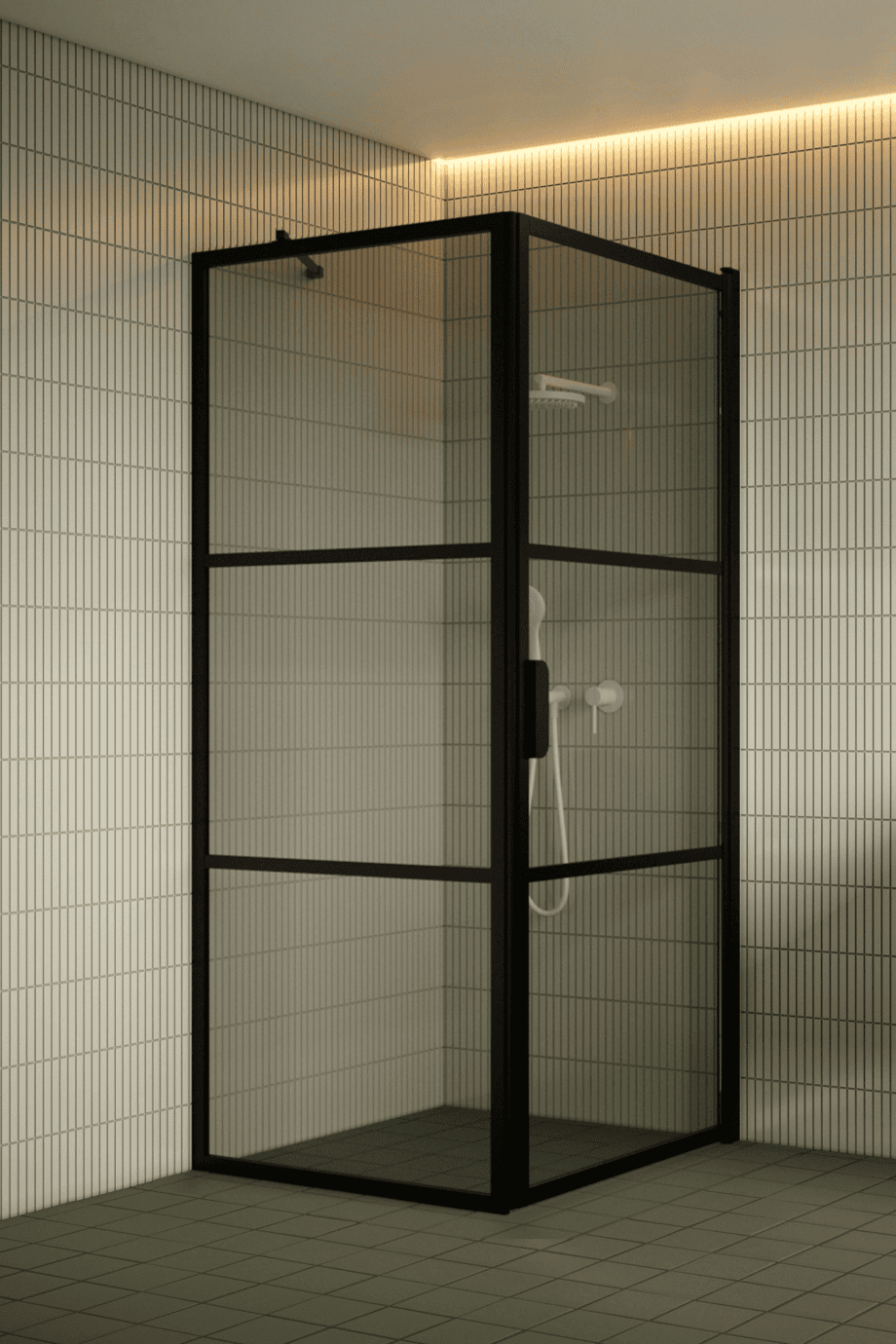 Duschhörna Hietakari Bläk 760 Tokyo, svart ram, grått tonat glas