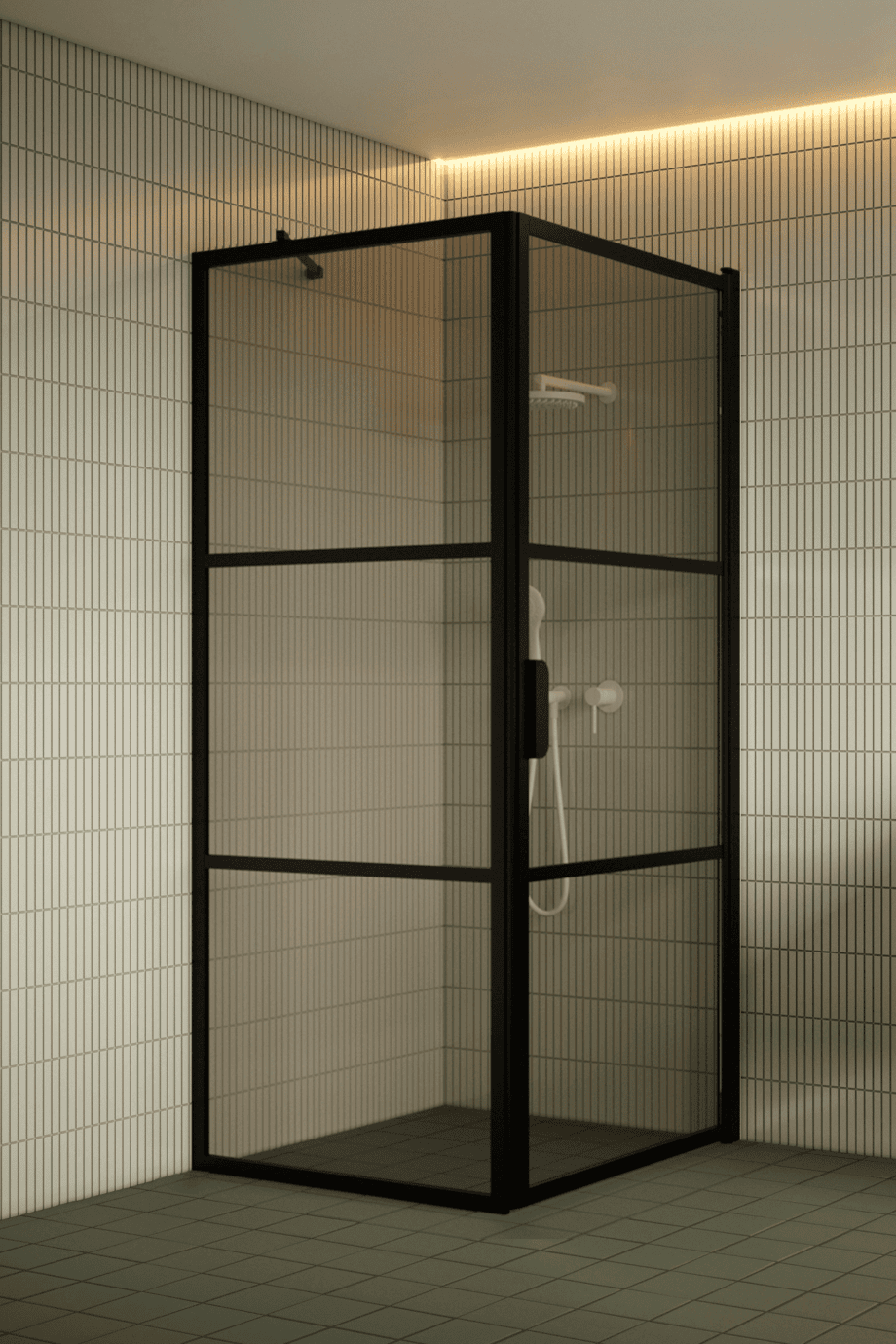 Duschhörna Hietakari Bläk 760 Tokyo, svart ram, bronsfärgat glas