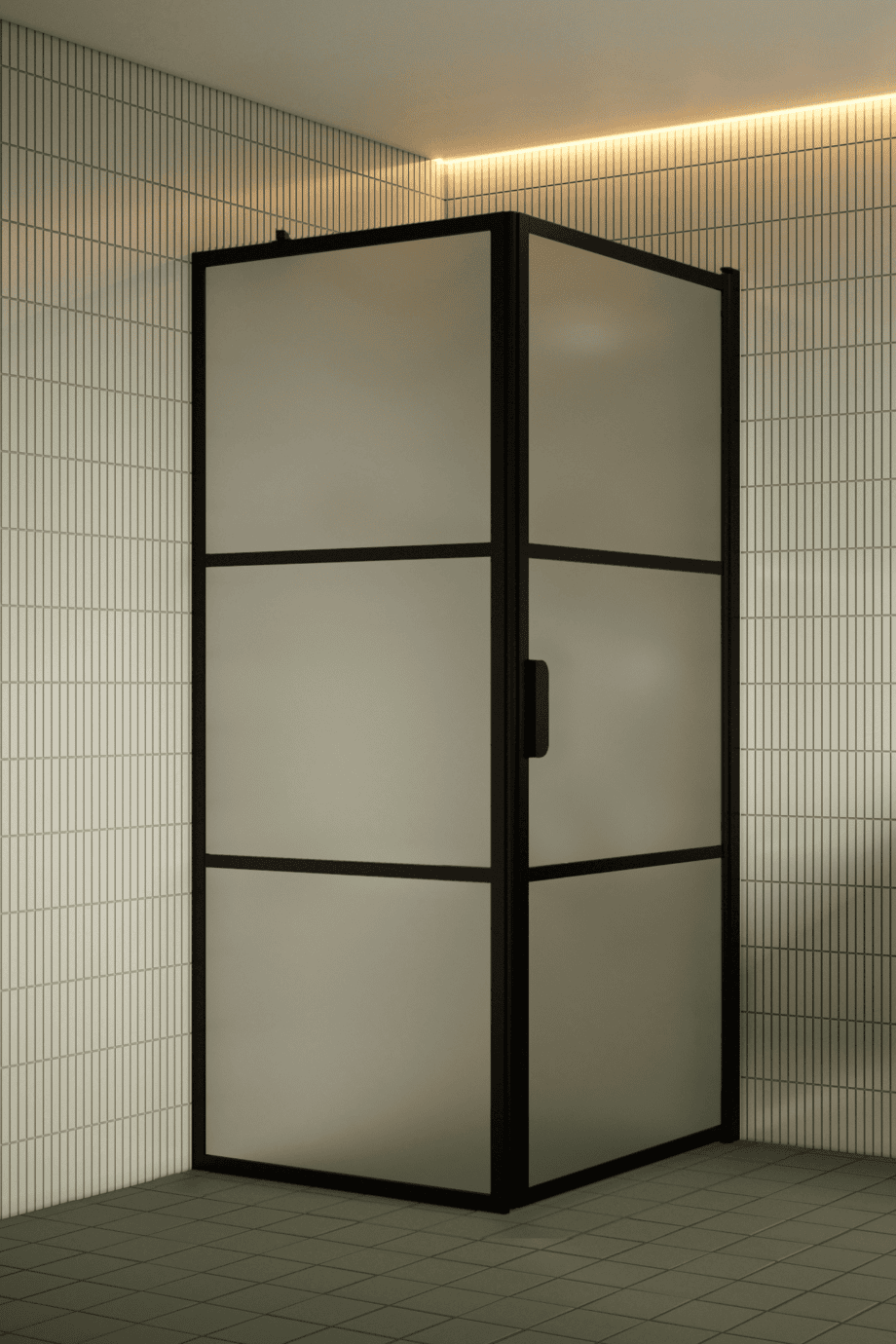 Duschhörna Hietakari Bläk 760 Tokyo, svart ram, satinerat glas