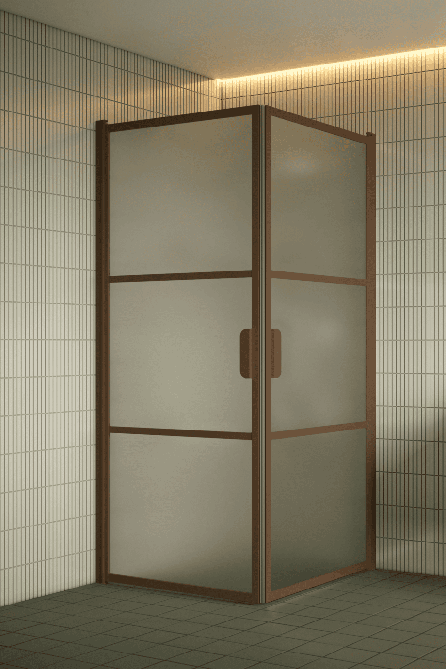 Duschhörna Hietakari Bläk 762 Tokyo, Mocha-ram, satinerat glas Duschhörna Hietakari Bläk 762 Tokyo, Mocha-ram, satinerat glas