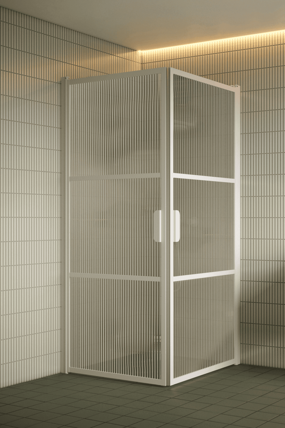 Duschhörna Hietakari Bläk 762 Tokyo, vit ram, räfflat glas (Reeded) Duschhörna Hietakari Bläk 762 Tokyo, vit ram, räfflat glas (Reeded)