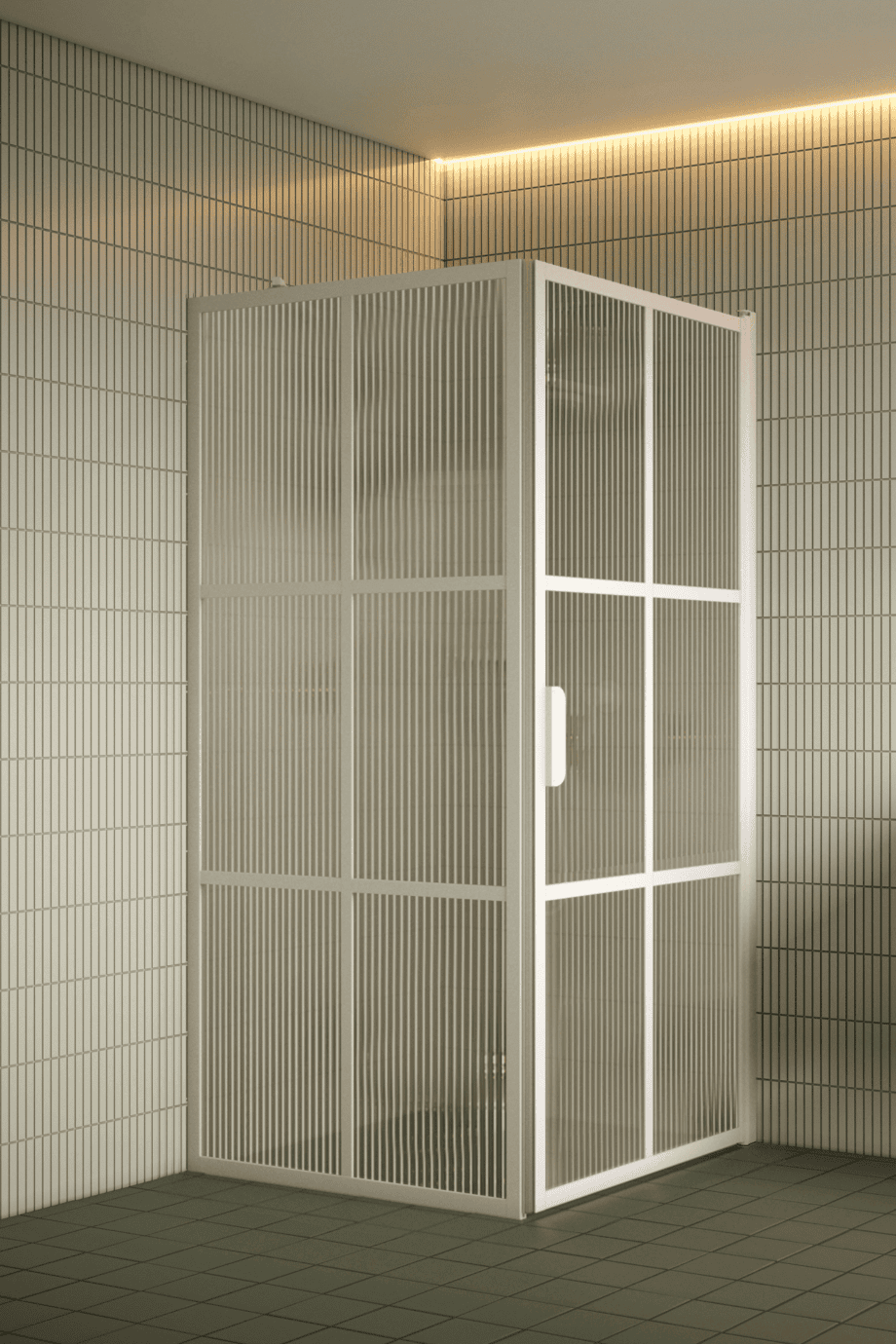 Duschhörna Hietakari Bläk 765 Paris, vit ram, räfflat glas (Reeded) Duschhörna Hietakari Bläk 765 Paris, vit ram, räfflat glas (Reeded)