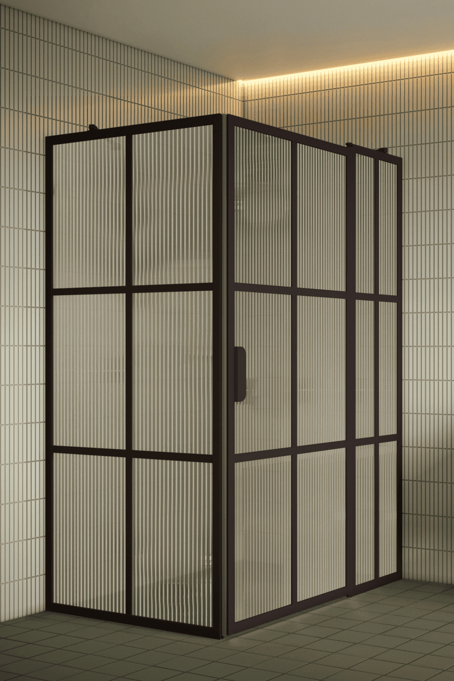 Duschhörna Hietakari Bläk 766 Paris, Cocoa-ram, räfflat glas (Reeded) Duschhörna Hietakari Bläk 766 Paris, Cocoa-ram, räfflat glas (Reeded)
