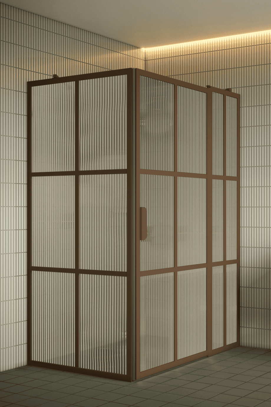 Duschhörna Hietakari Bläk 766 Paris, Mocha-ram, räfflat glas (Reeded) Duschhörna Hietakari Bläk 766 Paris, Mocha-ram, räfflat glas (Reeded)
