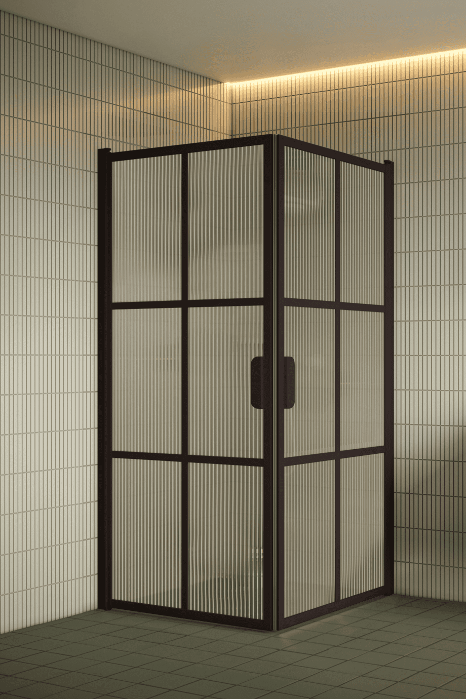 Duschhörna Hietakari Bläk 767 Paris, Cocoa-ram, räfflat glas (Reeded) Duschhörna Hietakari Bläk 767 Paris, Cocoa-ram, räfflat glas (Reeded)