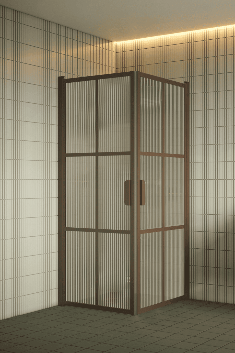 Duschhörna Hietakari Bläk 767 Paris, Mocha-ram, räfflat glas (Reeded) Duschhörna Hietakari Bläk 767 Paris, Mocha-ram, räfflat glas (Reeded)