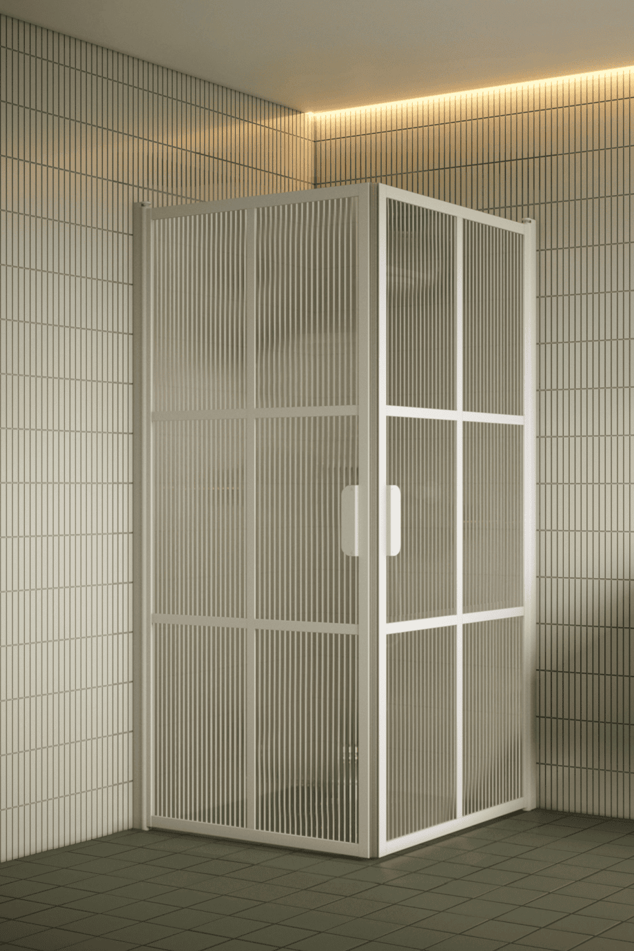 Duschhörna Hietakari Bläk 767 Paris, vit ram, räfflat glas (Reeded) Duschhörna Hietakari Bläk 767 Paris, vit ram, räfflat glas (Reeded)