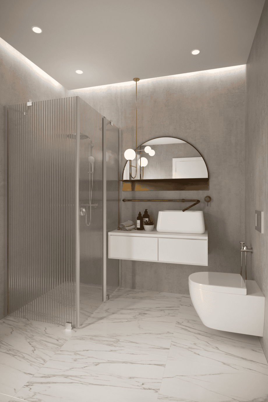 Duschhörna Hietakari Forma 370, aluminiumram, räfflat glas (Reeded)