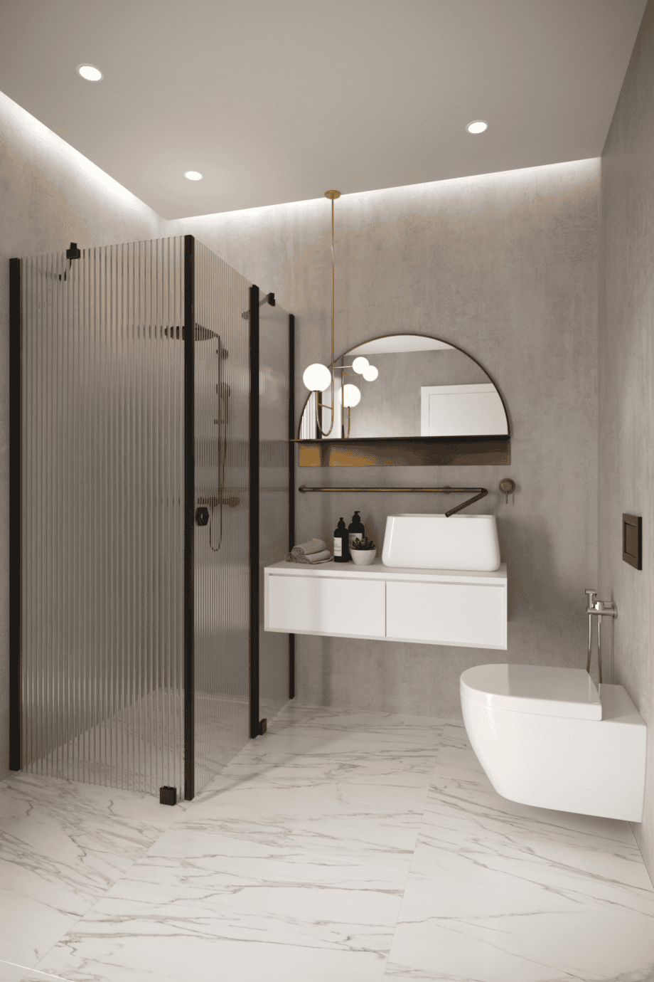 Duschhörna Hietakari Forma 370, svart ram, räfflat glas (Reeded)