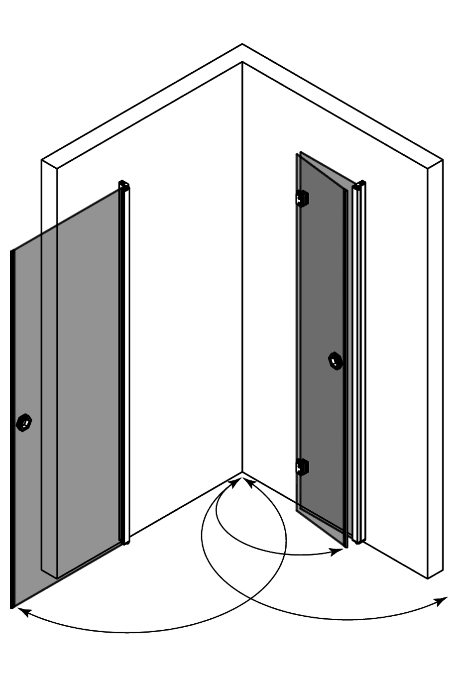 Duschhörna Hietakari Forma 373, svängdörr + vikdörr – 4