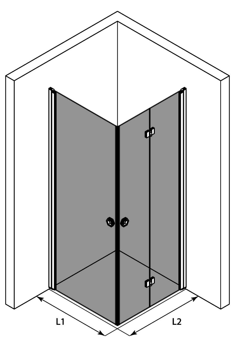 Duschhörna Hietakari Forma 373, svängdörr + vikdörr – 3