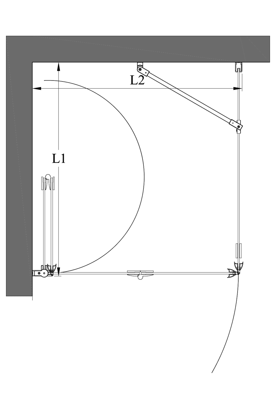 Duschhörna Hietakari Infinia 252, fast vägg + vikdörr – 2