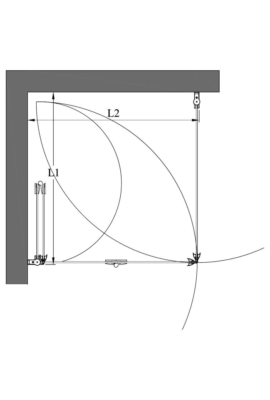 Duschhörna Hietakari Infinia 256, svängdörr + vikdörr – 2