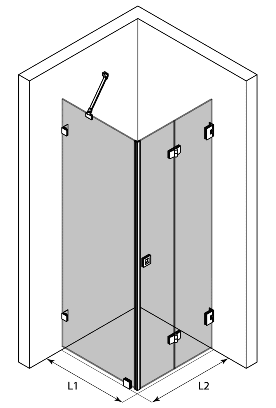 Duschhörna Hietakari Vetro 541 – 3D-ritning