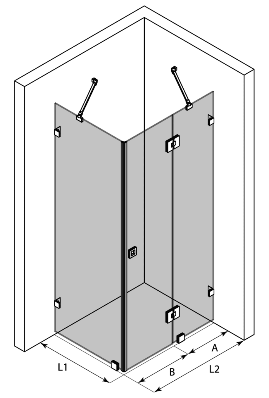Duschhörna Hietakari Vetro 542 – 3D-ritning Duschhörna Hietakari Vetro 542 – 3D-ritning