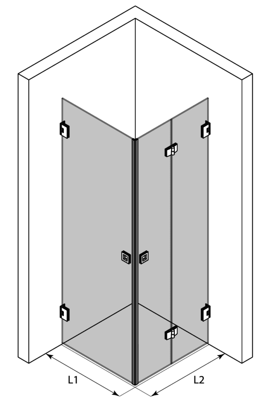 Duschhörna Hietakari Vetro 544 – 3D-ritning