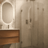 Duschhörna Hietakari Vetro 544, mässingsbeslag, klart glas