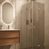 Duschhörna Hietakari Vetro 546, Sand-beslag, bronsfärgat glas