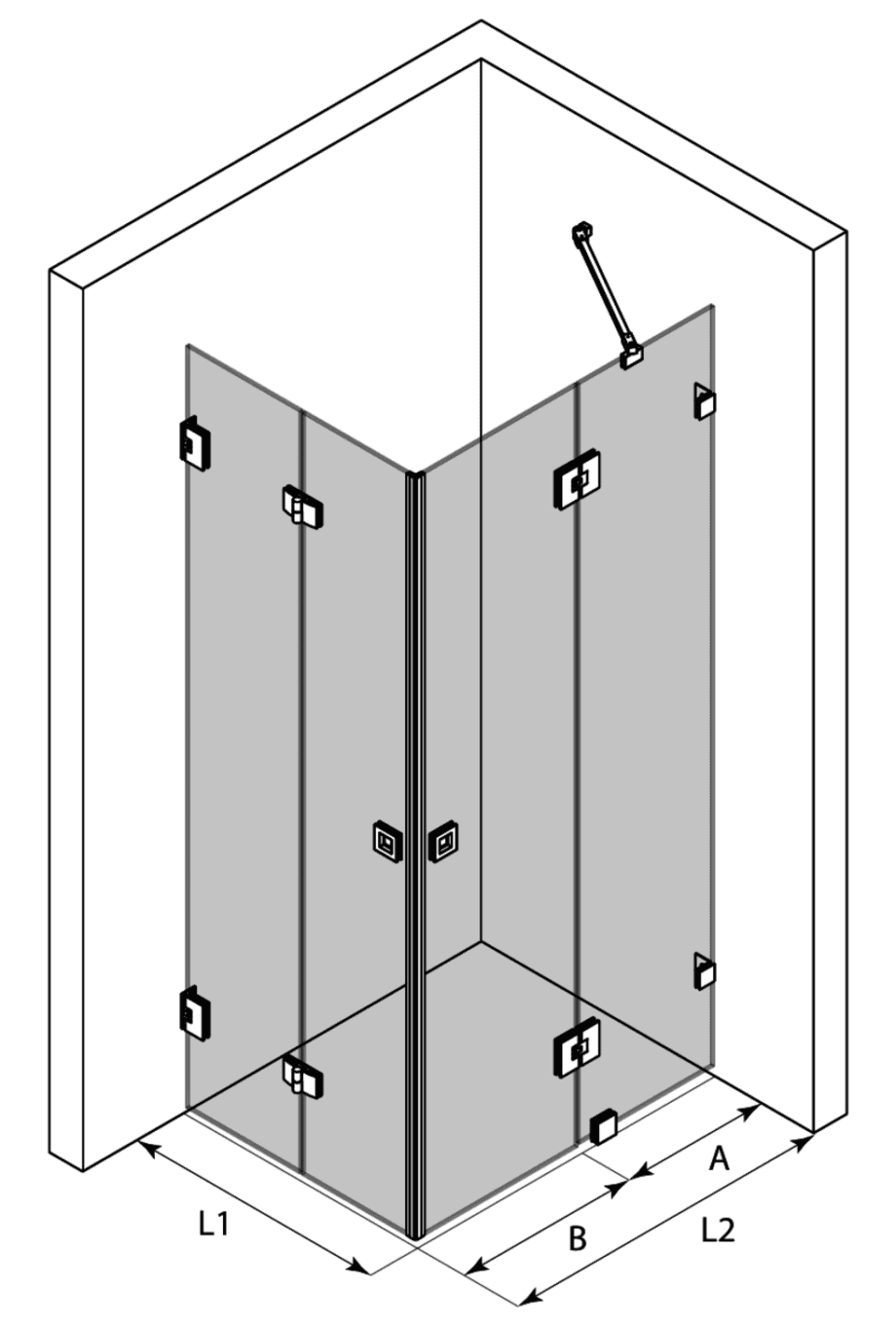 Duschhörna Hietakari Vetro 547 – 3D-ritning Duschhörna Hietakari Vetro 547 – 3D-ritning