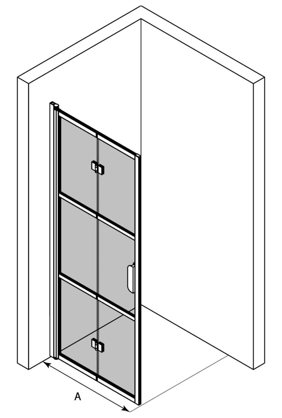 Vikbar duschvägg Hietakari Bläk 882 Tokyo – 3D-ritning