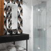 Vikbar duschvägg Hietakari Forma 303, vit ram, räfflat glas (Reeded) Vikbar duschvägg Hietakari Forma 303, vit ram, räfflat glas (Reeded)