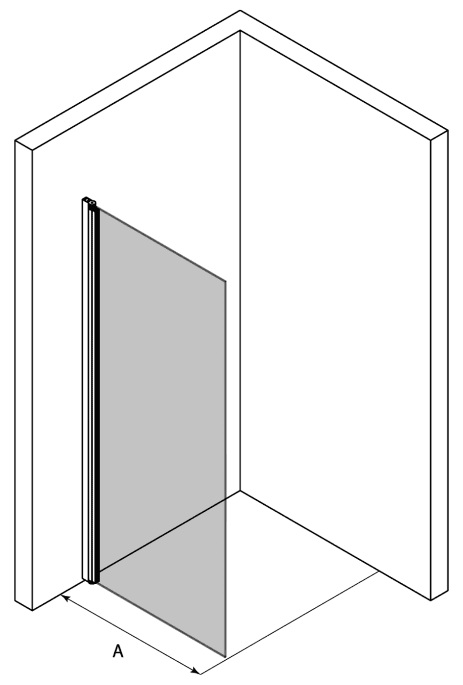 Svängbar duschdörr Hietakari Infinia 212 – 3D-ritning