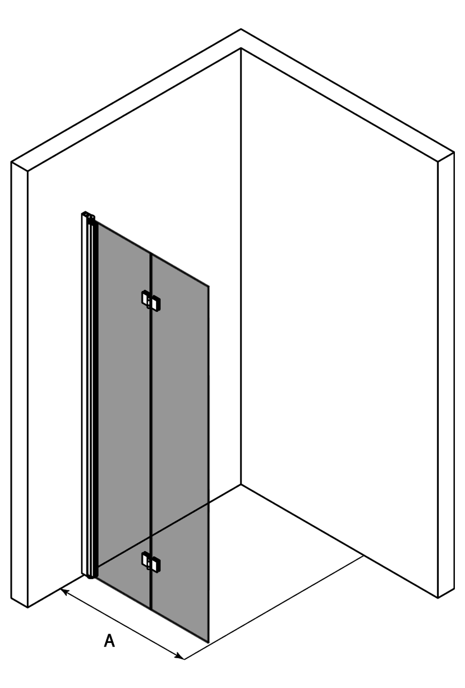 Vikbar duschvägg Hietakari Infinia 213 – 3D-ritning Vikbar duschvägg Hietakari Infinia 213 – 3D-ritning