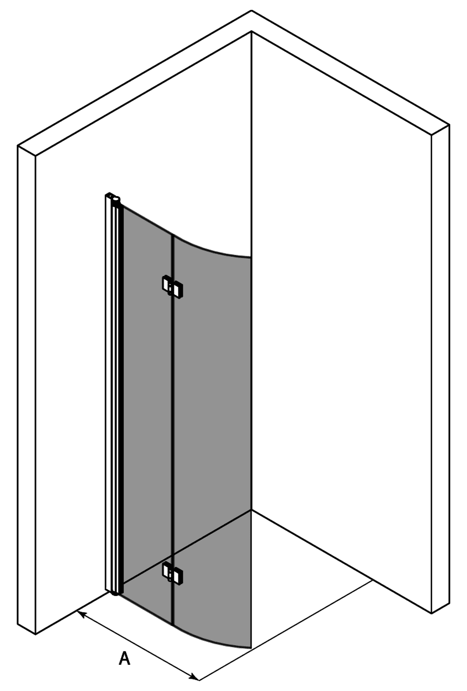 Böjd vikbar duschvägg Hietakari Infinia 223 – 3