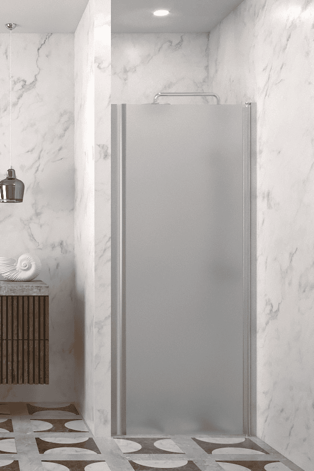 Svängbar duschdörr med väggmagnet Hietakari Infinia 233, aluminiumram, satinerat glas Svängbar duschdörr med väggmagnet Hietakari Infinia 233, aluminiumram, satinerat glas