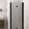 Vikbar duschdörr med väggmagnet Hietakari Infinia 234, svart ram, Chinchilla mönstrat glas