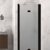 Vikbar duschdörr med väggmagnet Hietakari Infinia 234, svart ram, satinerat glas