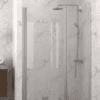 Vikbar duschdörr med fast del och väggmagnet Hietakari Infinia 236, aluminiumram, klart glas Vikbar duschdörr med fast del och väggmagnet Hietakari Infinia 236 – 4