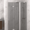 Vikbar duschdörr med fast del och väggmagnet Hietakari Infinia 236, vit ram, grått tonat glas Vikbar duschdörr med fast del och väggmagnet Hietakari Infinia 236, vit ram, grått tonat glas