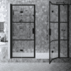 Duschvägg för nisch Hietakari Bläk 839 Tokyo, vit ram, grått tonat glas